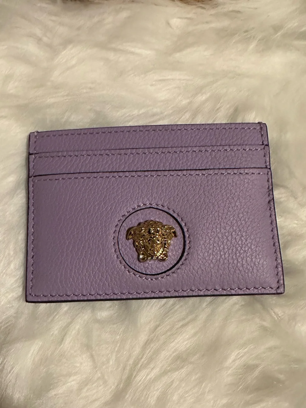 NWT Versace Lilac Medusa Leather Card Holder Card Case Full Set Giftable